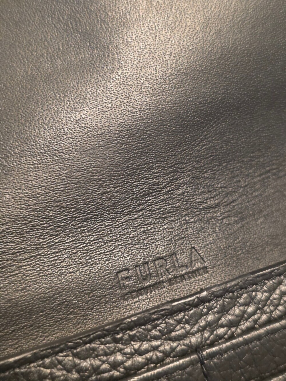 Furla Black Pebbled Leather Continental Wallet Long Zip Organizer Gold Logo - Picture 11 of 14
